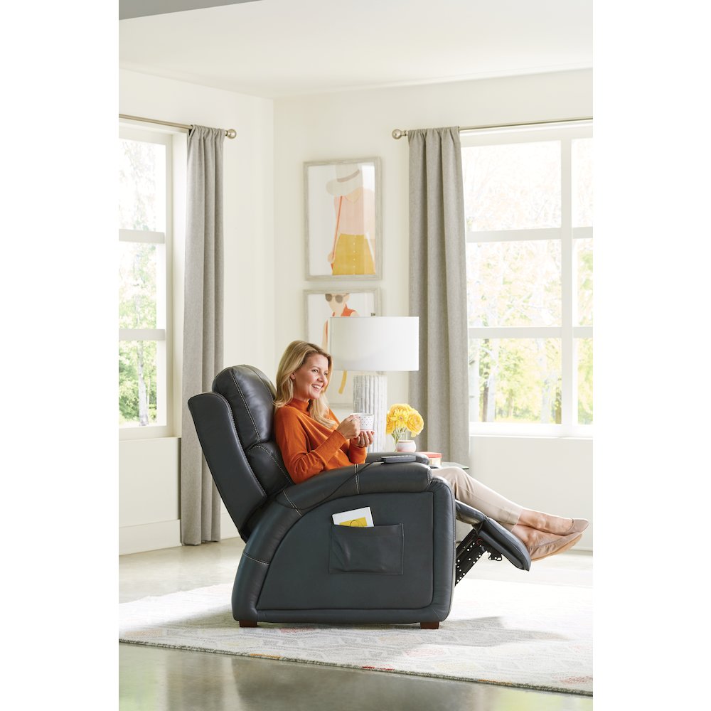 Reliever Leather Power Recliner with Power Adjustable Headrest. Picture 12