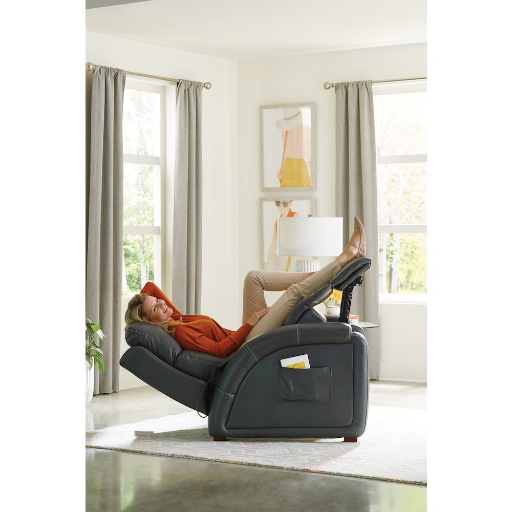 Reliever Leather Power Recliner with Power Adjustable Headrest. Picture 13