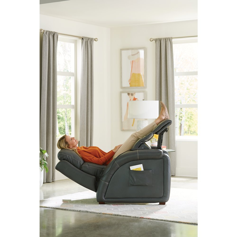 Reliever Leather Power Recliner with Power Adjustable Headrest. Picture 14