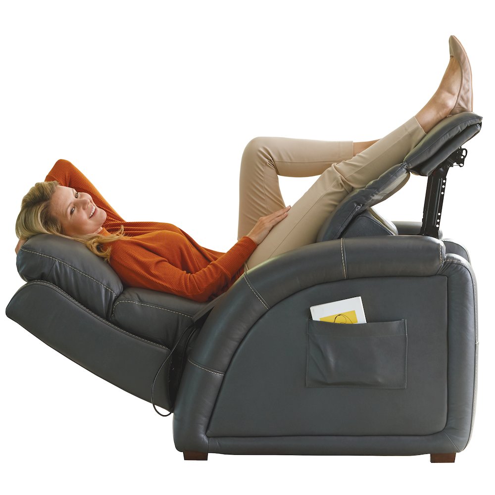 Reliever Leather Power Recliner with Power Adjustable Headrest. Picture 15