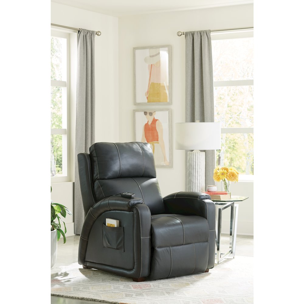 Reliever Leather Power Recliner with Power Adjustable Headrest. Picture 16