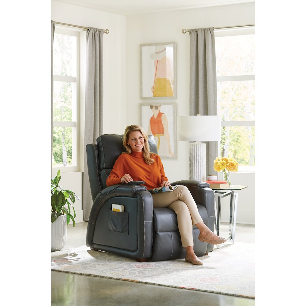Reliever Leather Power Recliner with Power Adjustable Headrest. Picture 17