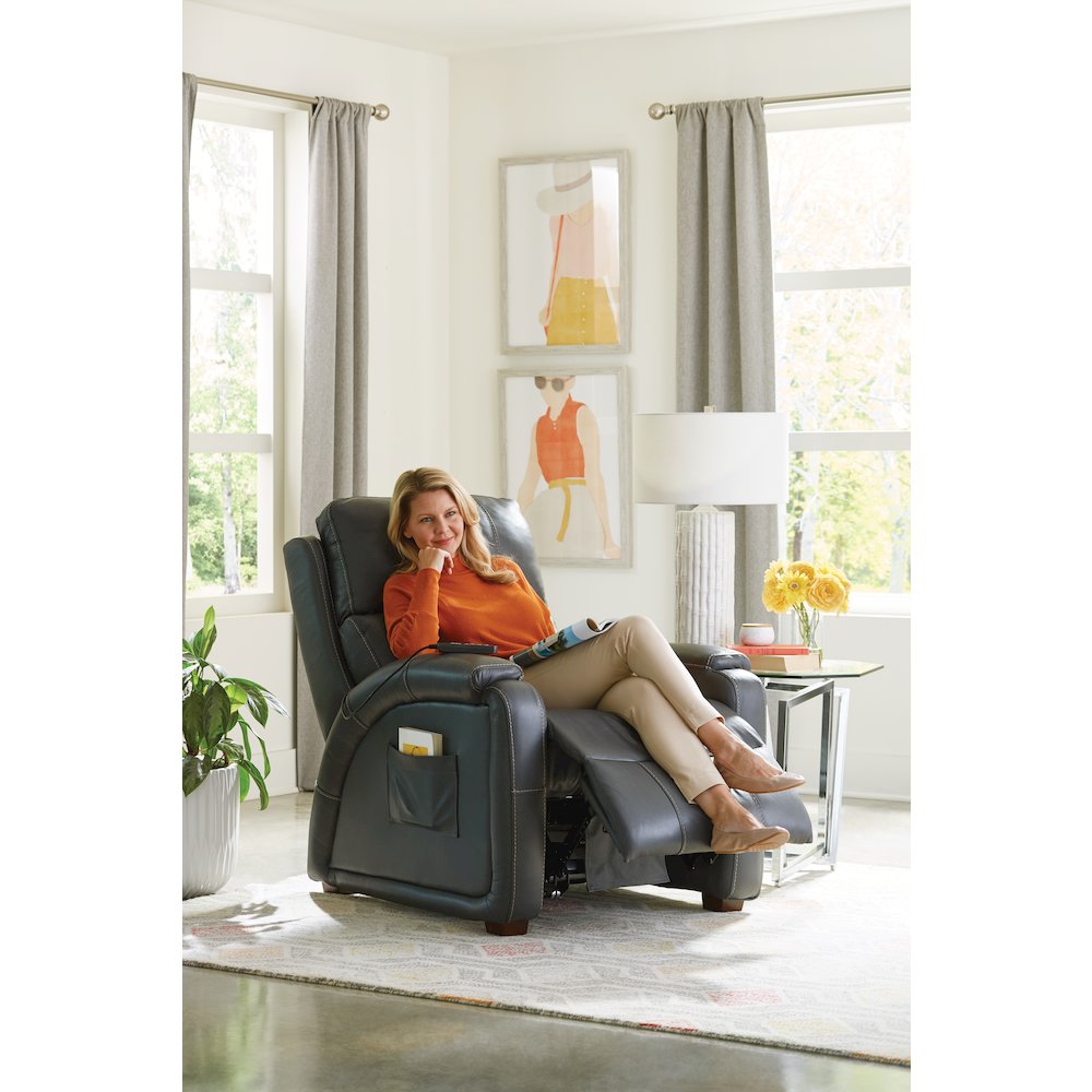 Reliever Leather Power Recliner with Power Adjustable Headrest. Picture 18