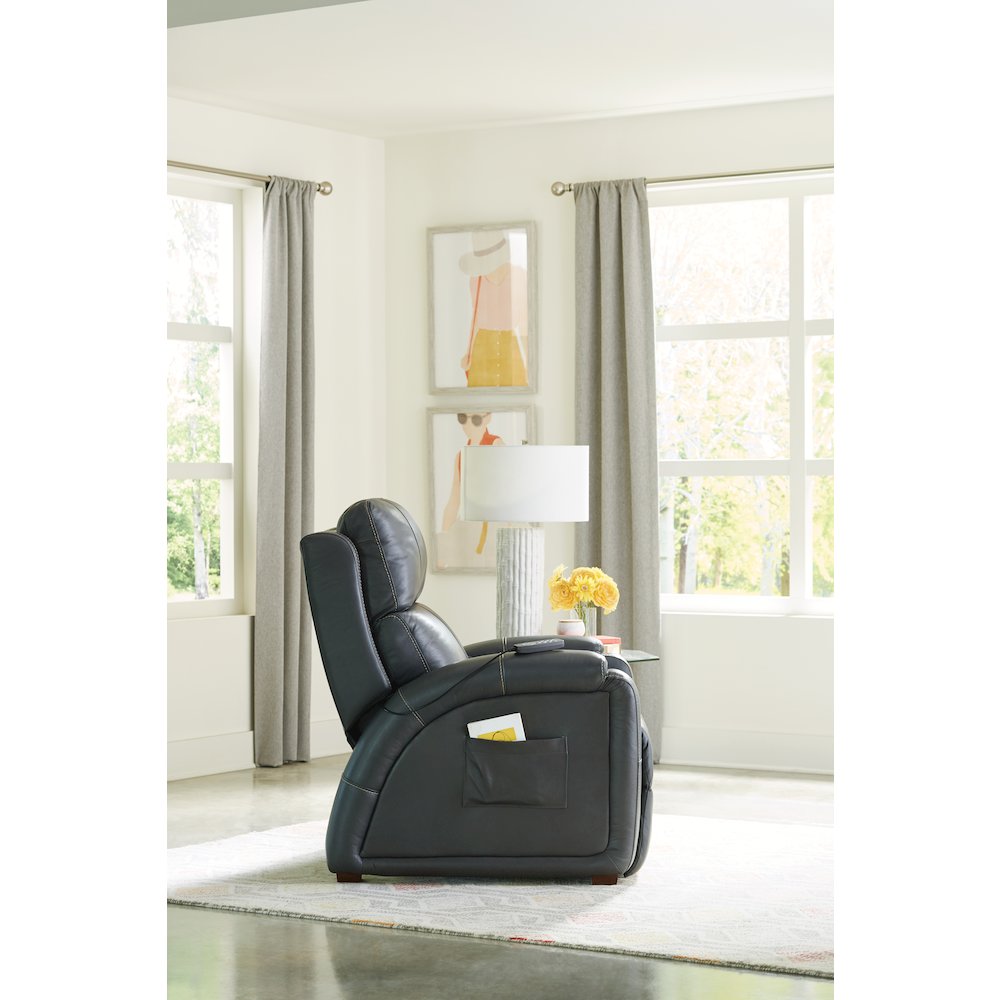 Reliever Leather Power Recliner with Power Adjustable Headrest. Picture 19