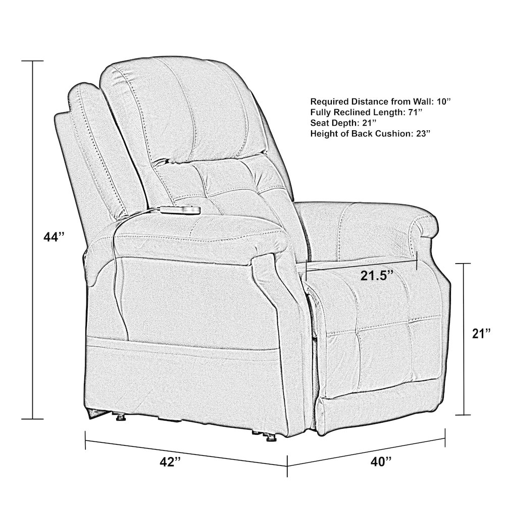 Haywood Power Lift Assist Lay Flat Recliner with Power Adjustable Headrest. Picture 11