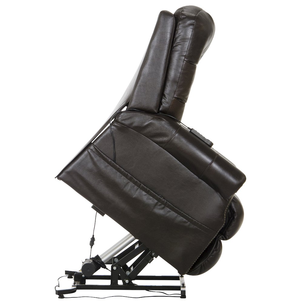 Madison Italian Leather Power Lift Lay Flat Recliner with Heat & Massage. Picture 3