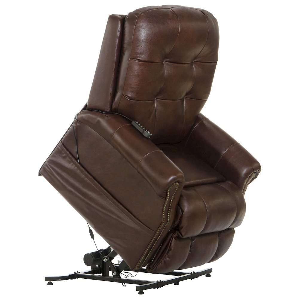 Madison Italian Leather Power Lift Lay Flat Recliner with Heat & Massage. Picture 8