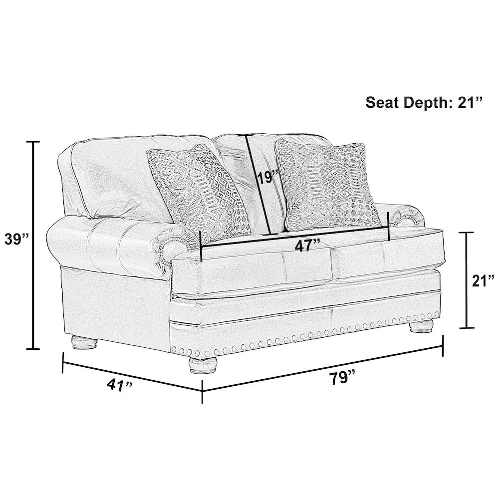 Roberto Top Grain Italian Leather Match Loveseat. Picture 2