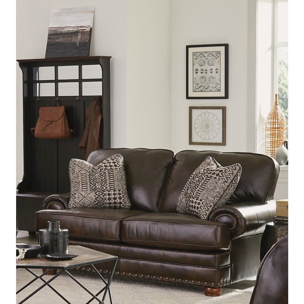 Roberto Top Grain Italian Leather Match Loveseat. Picture 5
