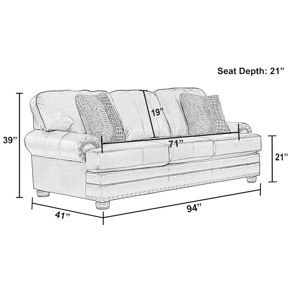 Roberto 94" Top Grain Italian Leather Match Sofa. Picture 2