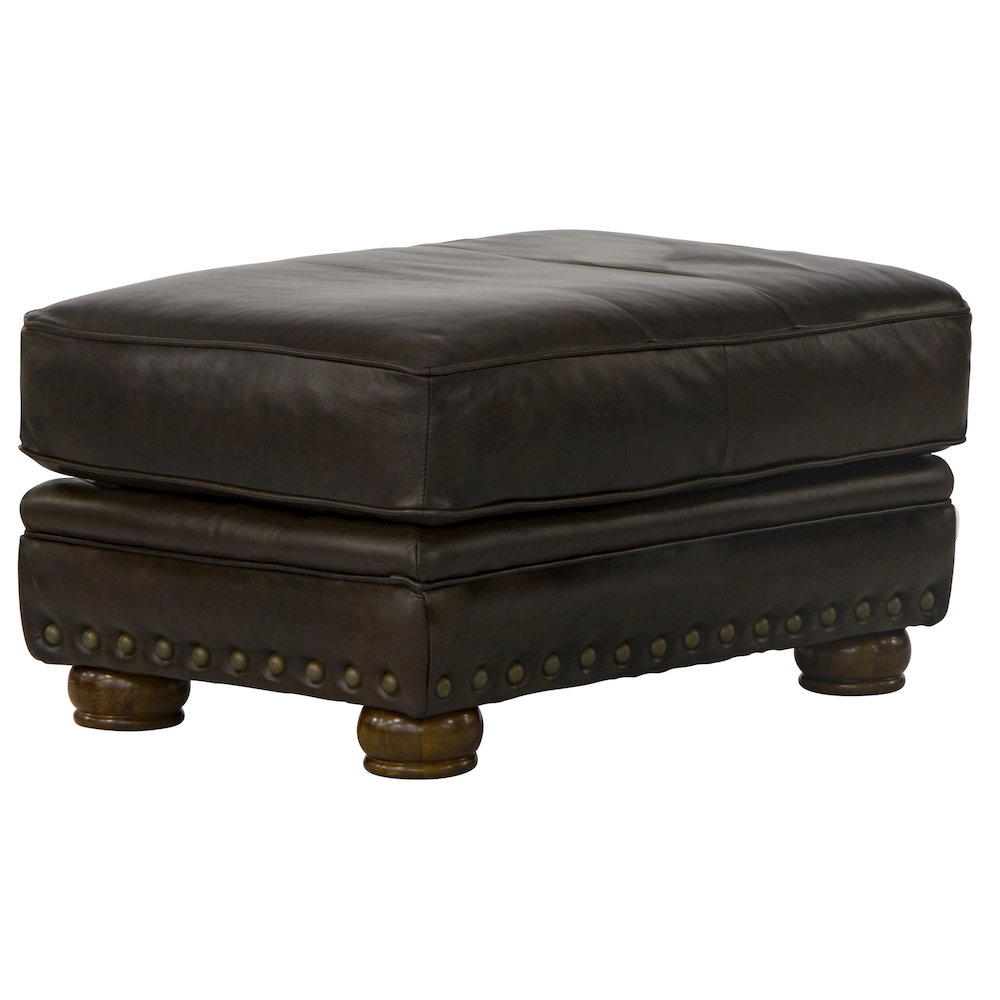 Roberto Italian Top Grain Leather Match Ottoman. Picture 1