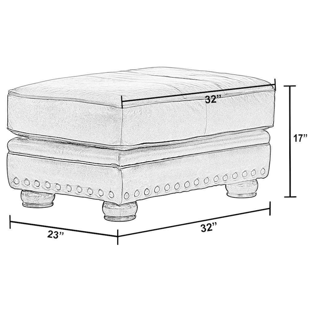 Roberto Italian Top Grain Leather Match Ottoman. Picture 2