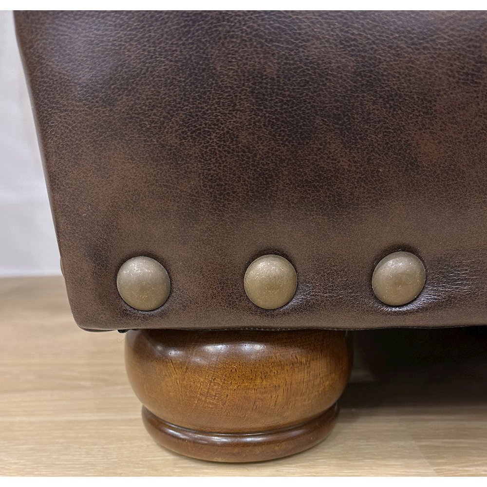 Roberto Italian Top Grain Leather Match Ottoman. Picture 6