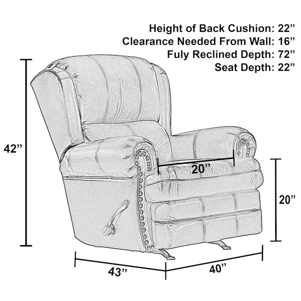 Roberto Italian Leather Match Rocker Recliner. Picture 11