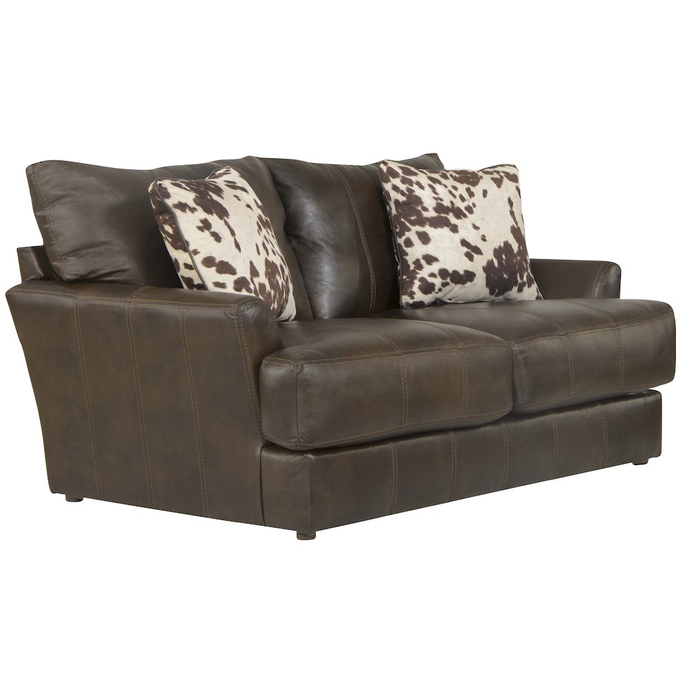 Pavia Top Grain Italian Leather Match Loveseat with Cuddler Cushions. Picture 1