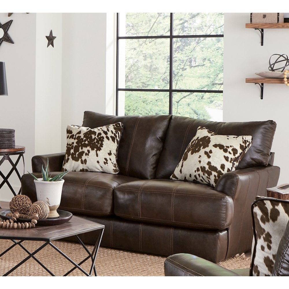 Pavia Top Grain Italian Leather Match Loveseat with Cuddler Cushions. Picture 10
