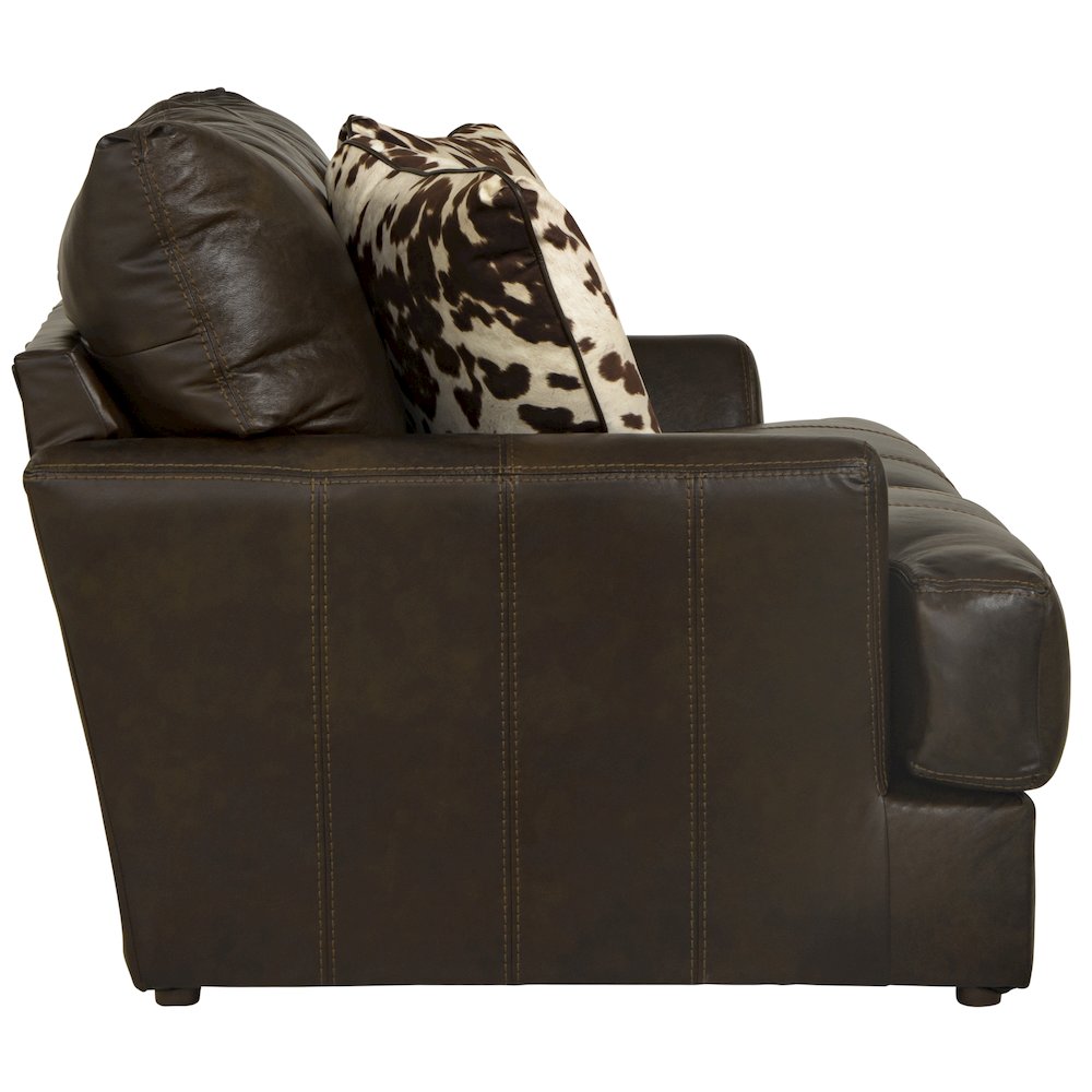 Pavia Top Grain Italian Leather Match Loveseat with Cuddler Cushions. Picture 4
