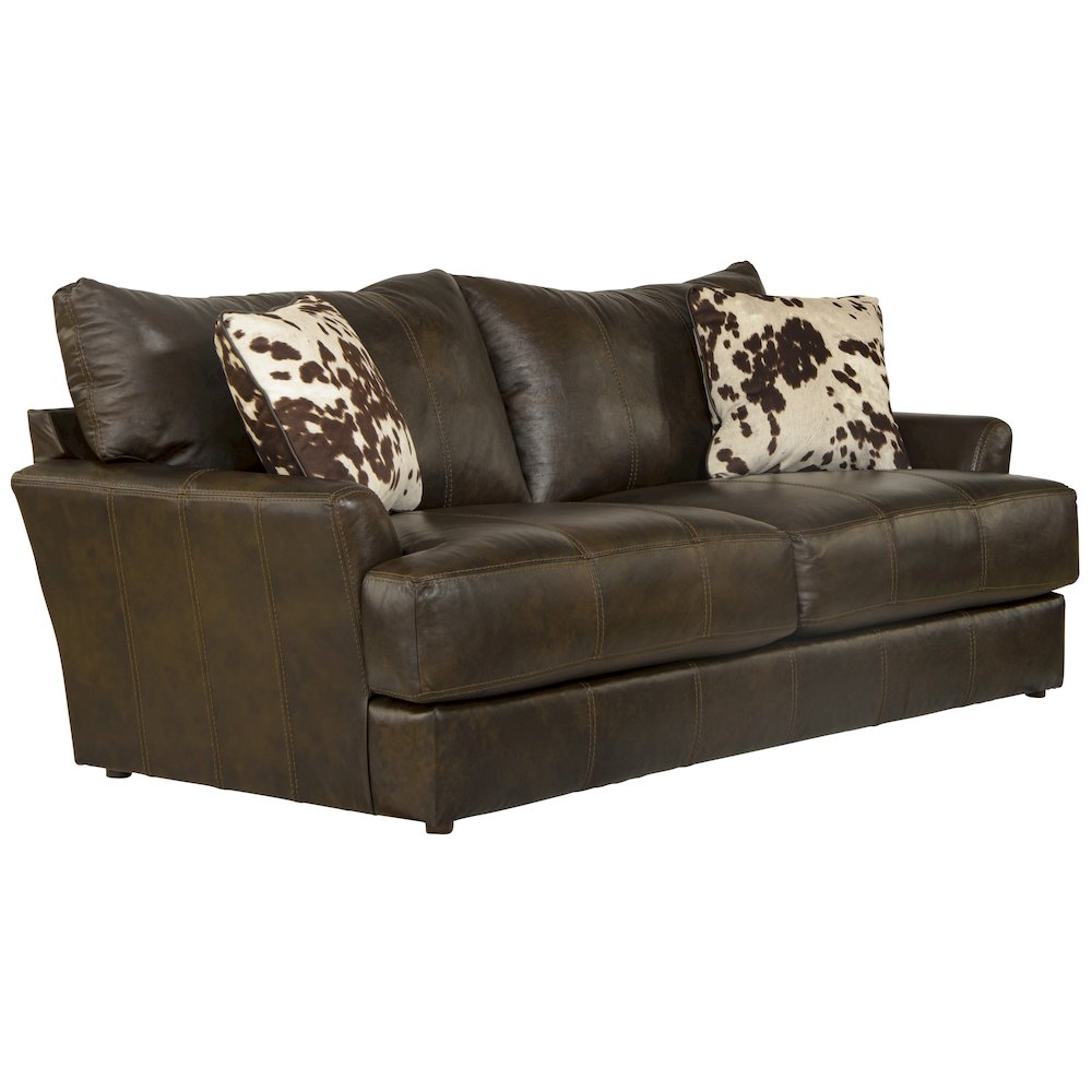 Pavia Top Grain Italian Leather Match Sofa with Cuddler Cushions. Picture 1