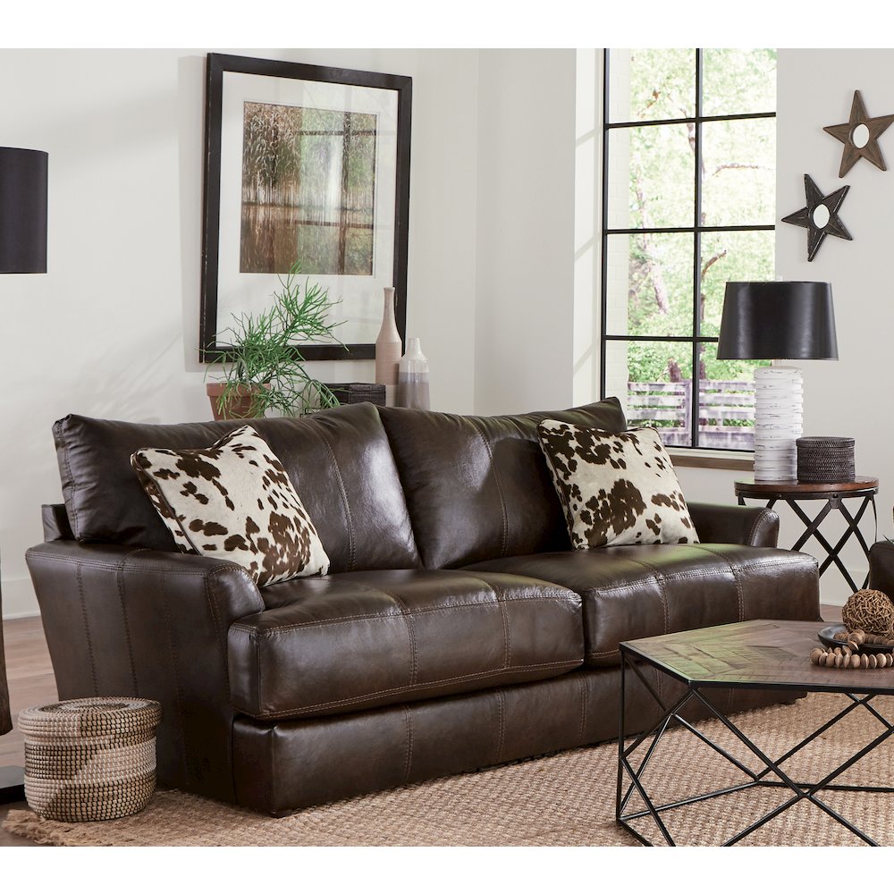 Pavia Top Grain Italian Leather Match Sofa with Cuddler Cushions. Picture 12