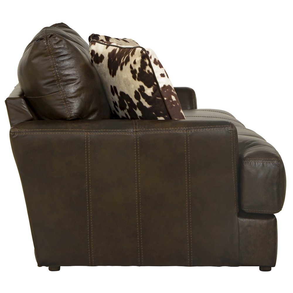 Pavia Top Grain Italian Leather Match Sofa with Cuddler Cushions. Picture 4