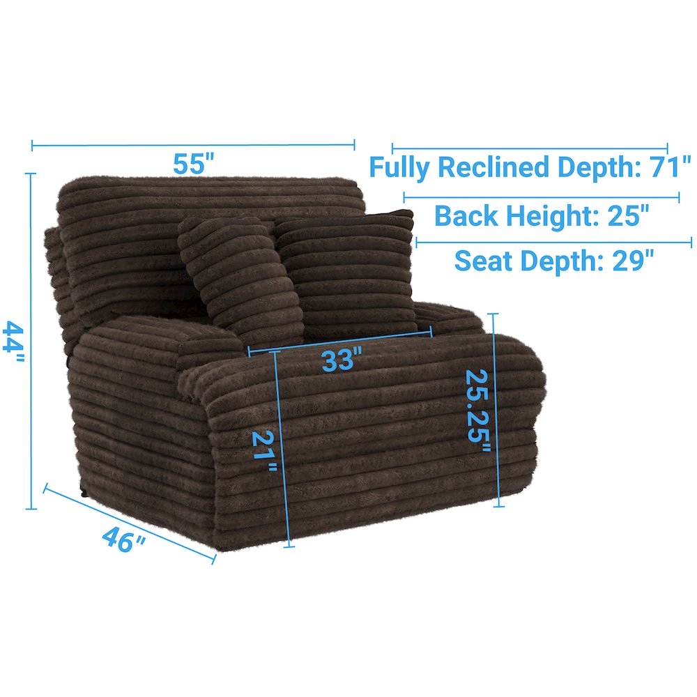 Oversized Deep Seat Power Recliner with Power Adjustable Headrest (Chocolate). Picture 3