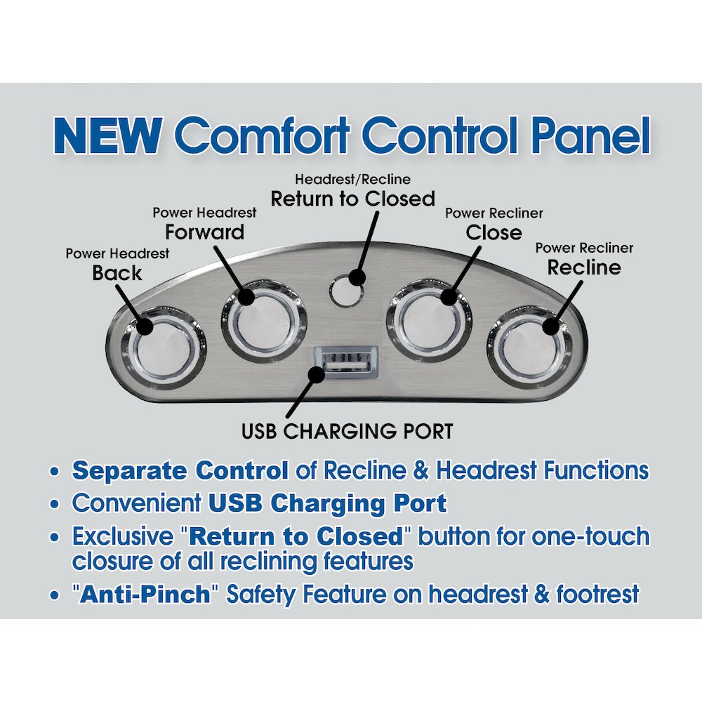 Oversized Deep Seat Power Recliner with Power Adjustable Headrest (Moonstruck). Picture 26