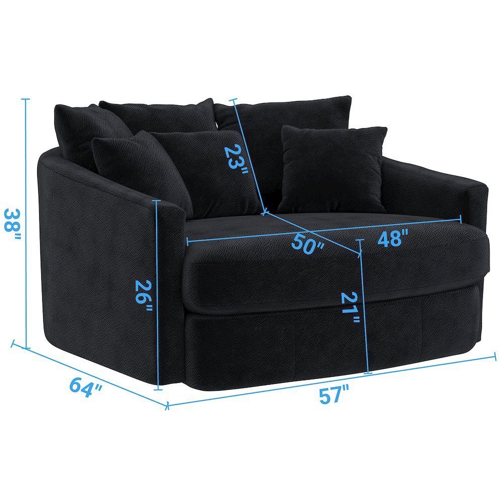Matty Cuddle Chaise in Black Color. Picture 3