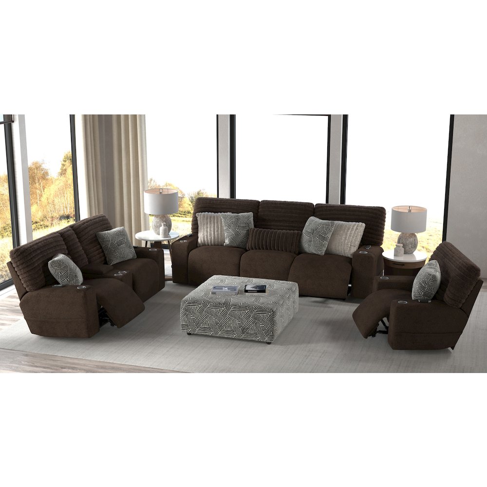 Zen Zero Gravity Power Recliner, Adjustable Headrest & Lumbar in Chocolate color. Picture 9