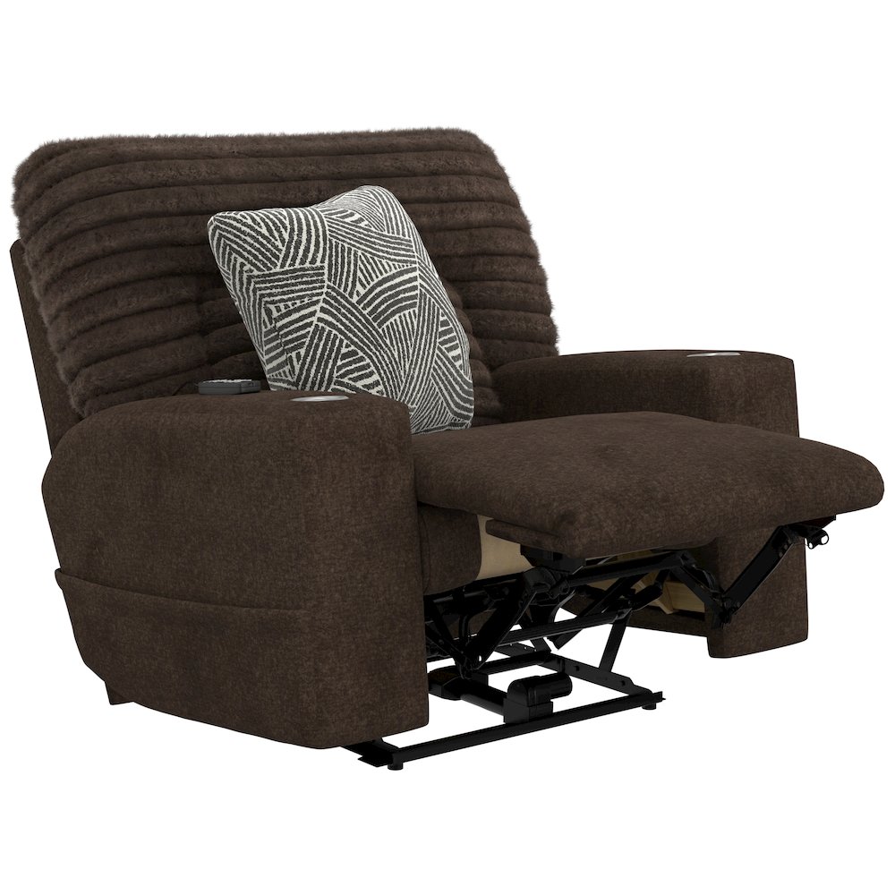 Zen Zero Gravity Power Recliner, Adjustable Headrest & Lumbar in Chocolate color. Picture 2