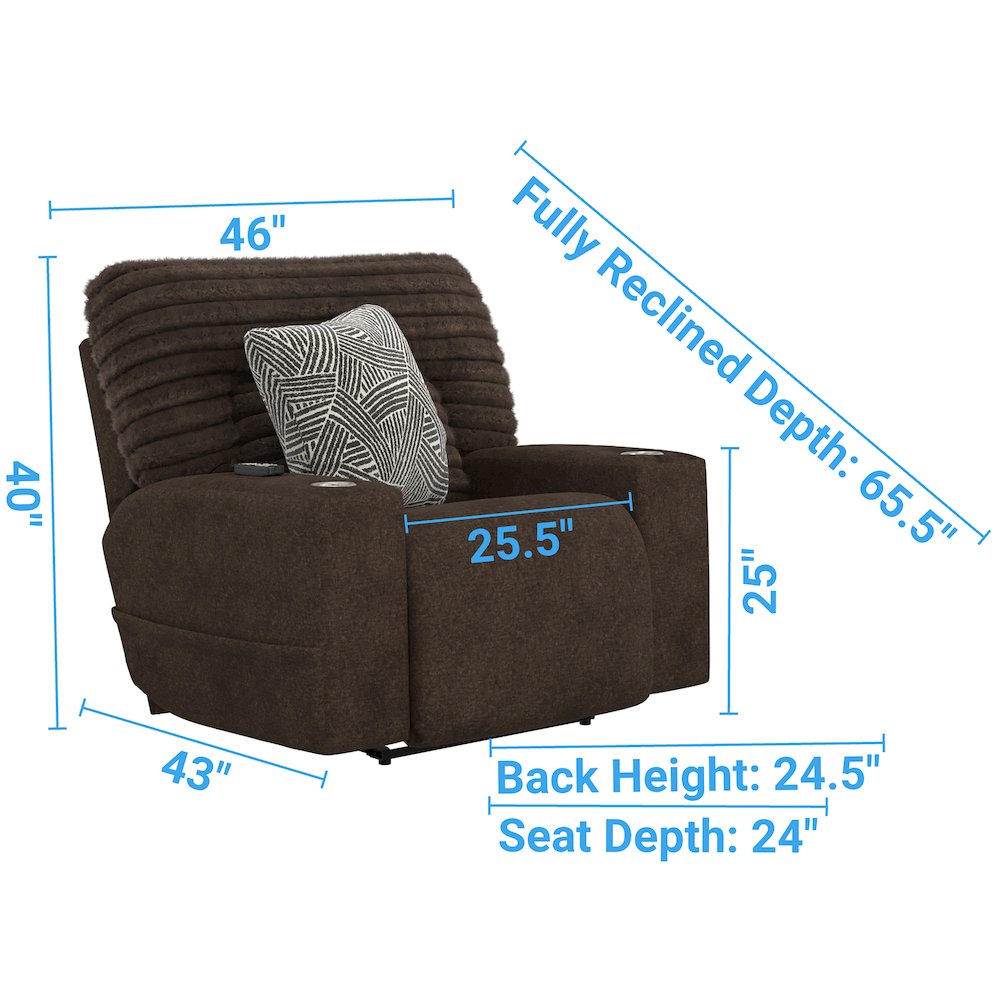 Zen Zero Gravity Power Recliner, Adjustable Headrest & Lumbar in Chocolate color. Picture 7