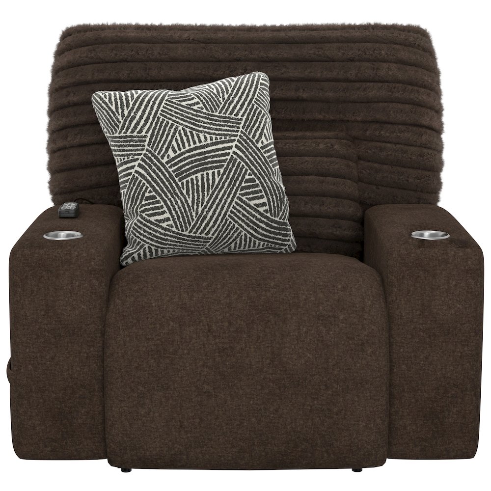 Zen Zero Gravity Power Recliner, Adjustable Headrest & Lumbar in Chocolate color. Picture 5