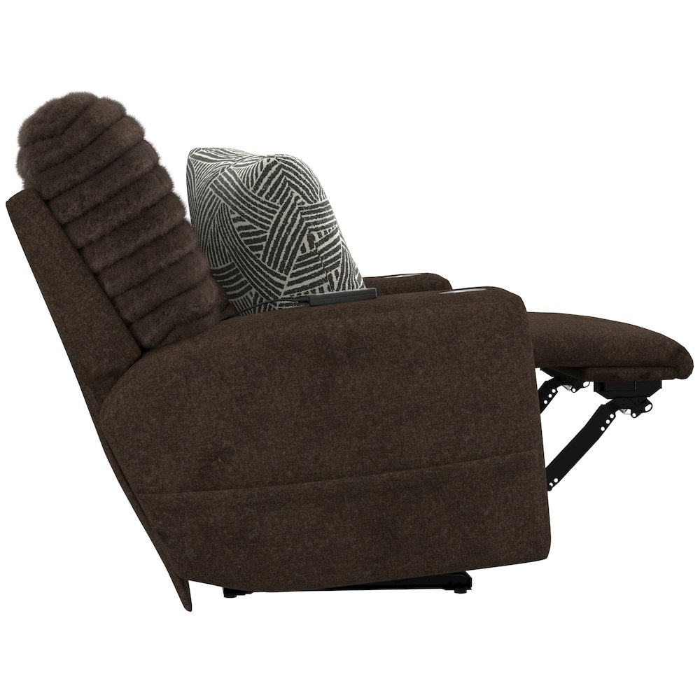 Zen Zero Gravity Power Recliner, Adjustable Headrest & Lumbar in Chocolate color. Picture 13