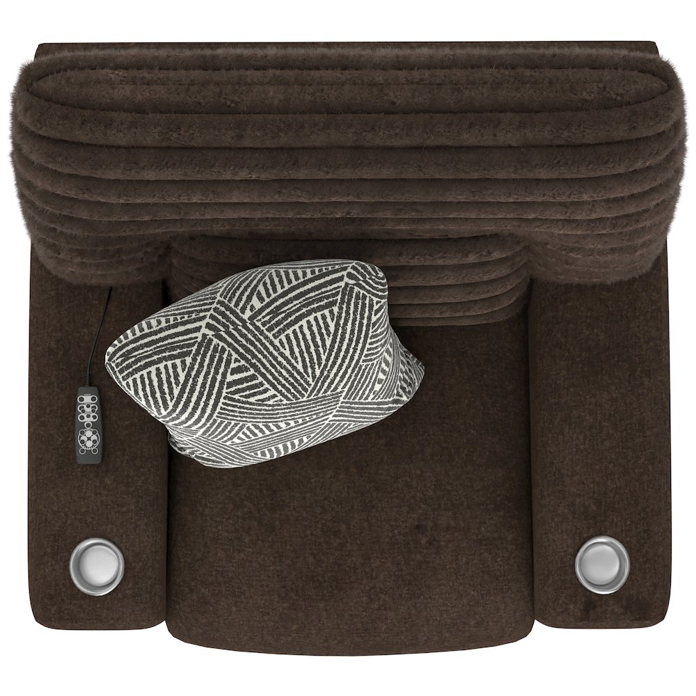Zen Zero Gravity Power Recliner, Adjustable Headrest & Lumbar in Chocolate color. Picture 16