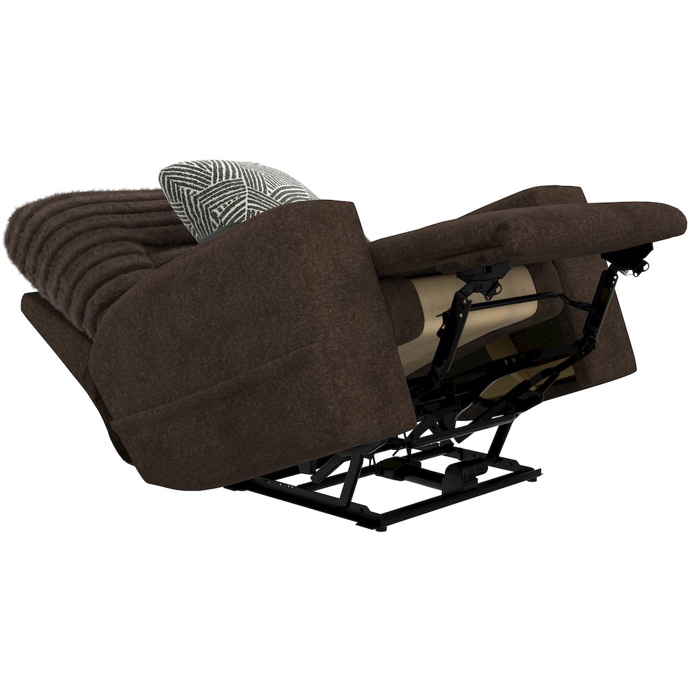 Zen Zero Gravity Power Recliner, Adjustable Headrest & Lumbar in Chocolate color. Picture 17