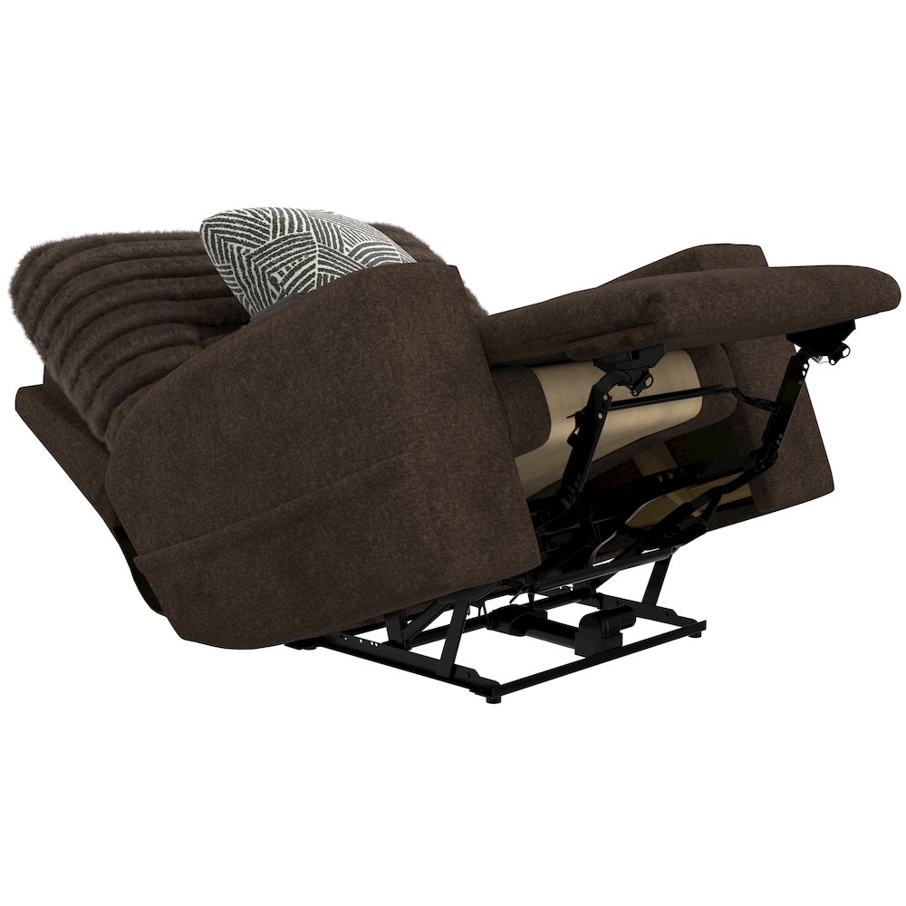 Zen Zero Gravity Power Recliner, Adjustable Headrest & Lumbar in Chocolate color. Picture 18