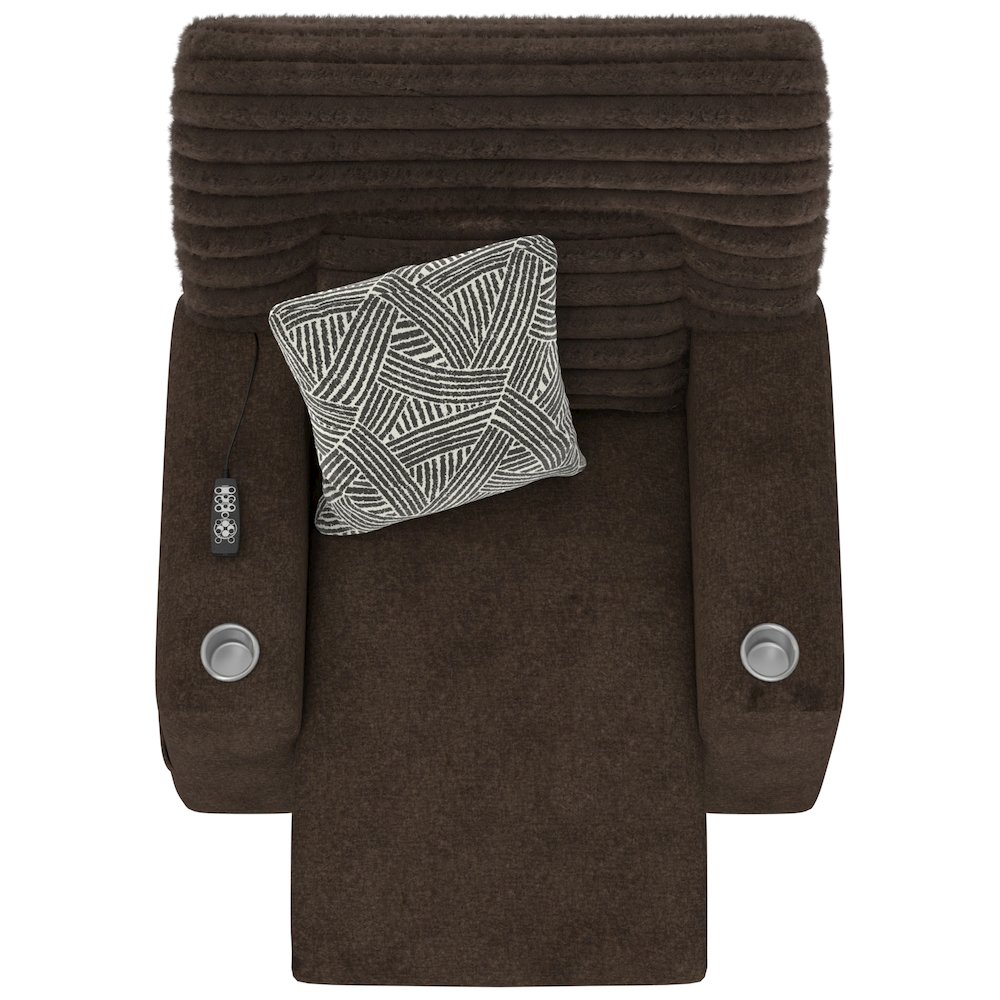 Zen Zero Gravity Power Recliner, Adjustable Headrest & Lumbar in Chocolate color. Picture 21