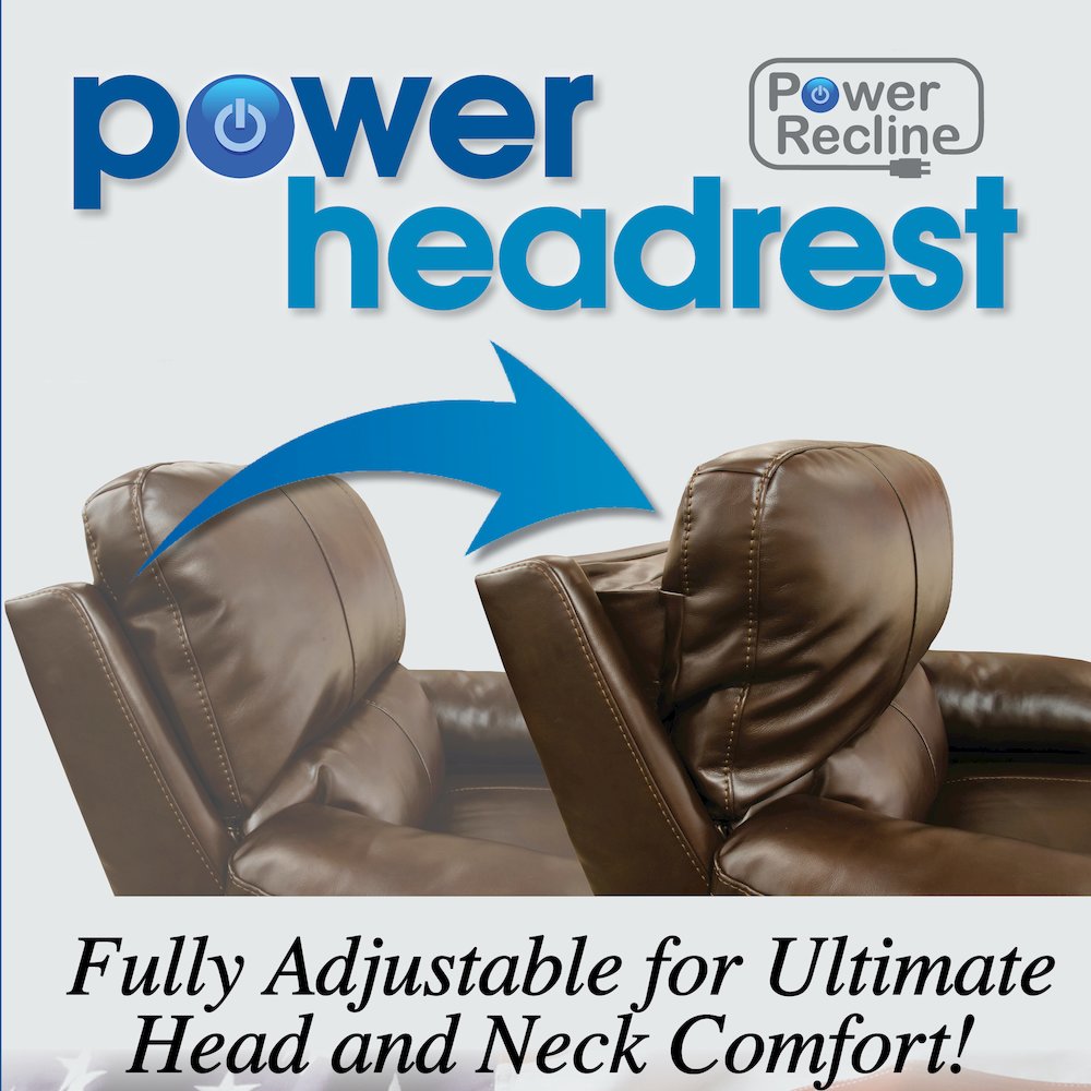 Zen Zero Gravity Power Recliner, Adjustable Headrest & Lumbar in Chocolate color. Picture 28
