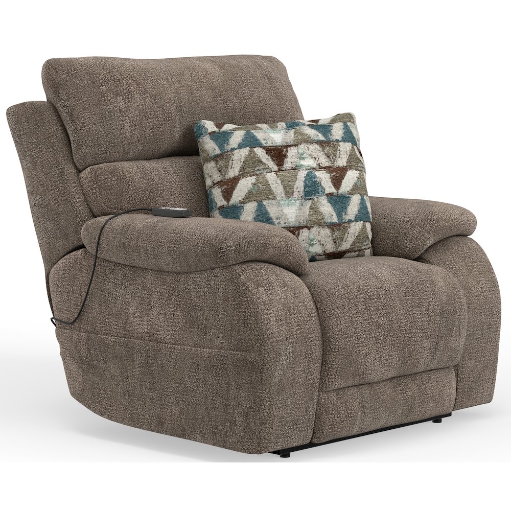 Gravity Power Recliner w Power Adjustable Headrest & Lumbar in Mushroom color. Picture 1