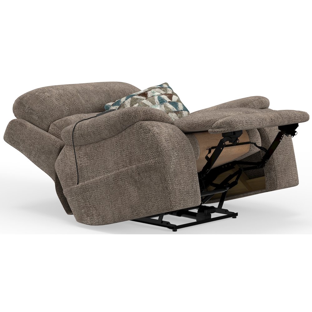 Gravity Power Recliner w Power Adjustable Headrest & Lumbar in Mushroom color. Picture 2