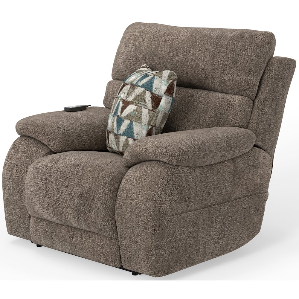 Gravity Power Recliner w Power Adjustable Headrest & Lumbar in Mushroom color. Picture 3