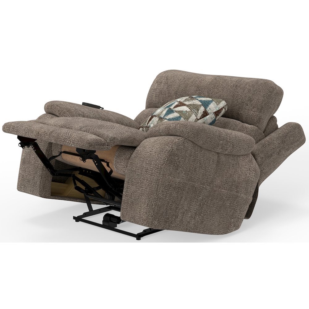 Gravity Power Recliner w Power Adjustable Headrest & Lumbar in Mushroom color. Picture 4