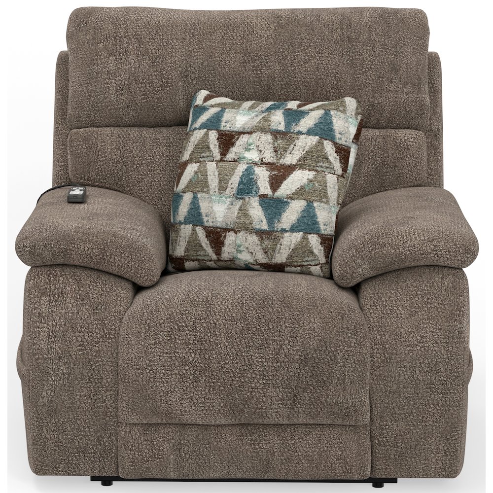 Gravity Power Recliner w Power Adjustable Headrest & Lumbar in Mushroom color. Picture 9