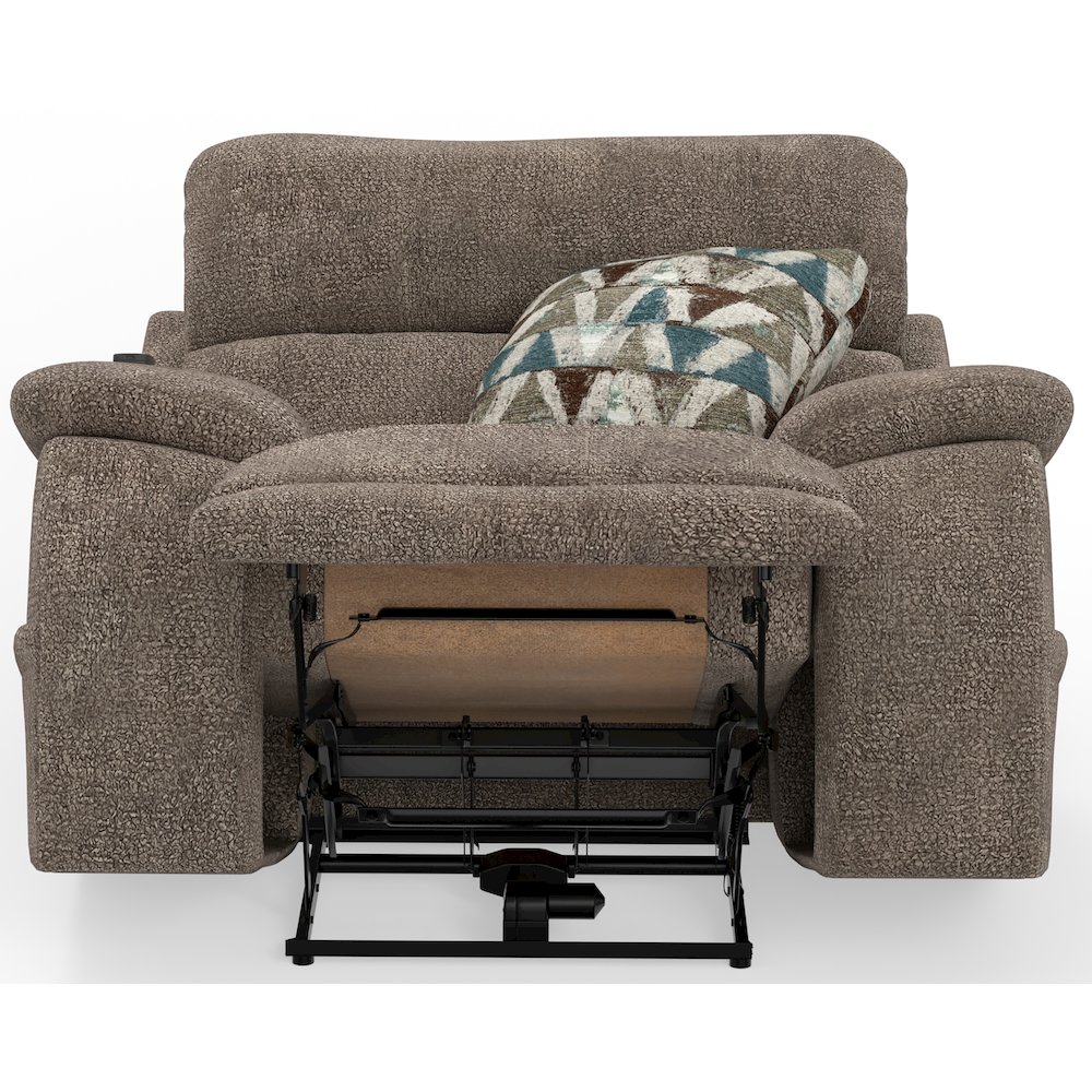 Gravity Power Recliner w Power Adjustable Headrest & Lumbar in Mushroom color. Picture 10