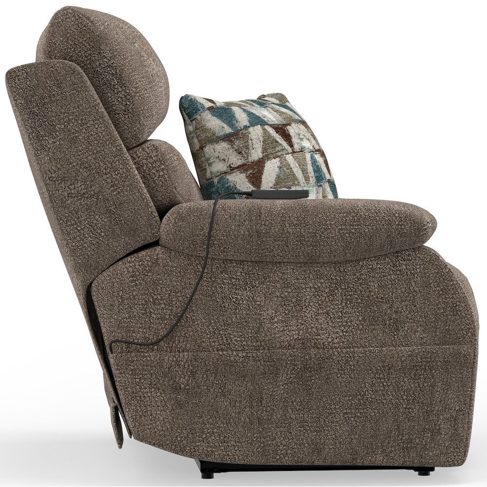 Gravity Power Recliner w Power Adjustable Headrest & Lumbar in Mushroom color. Picture 11