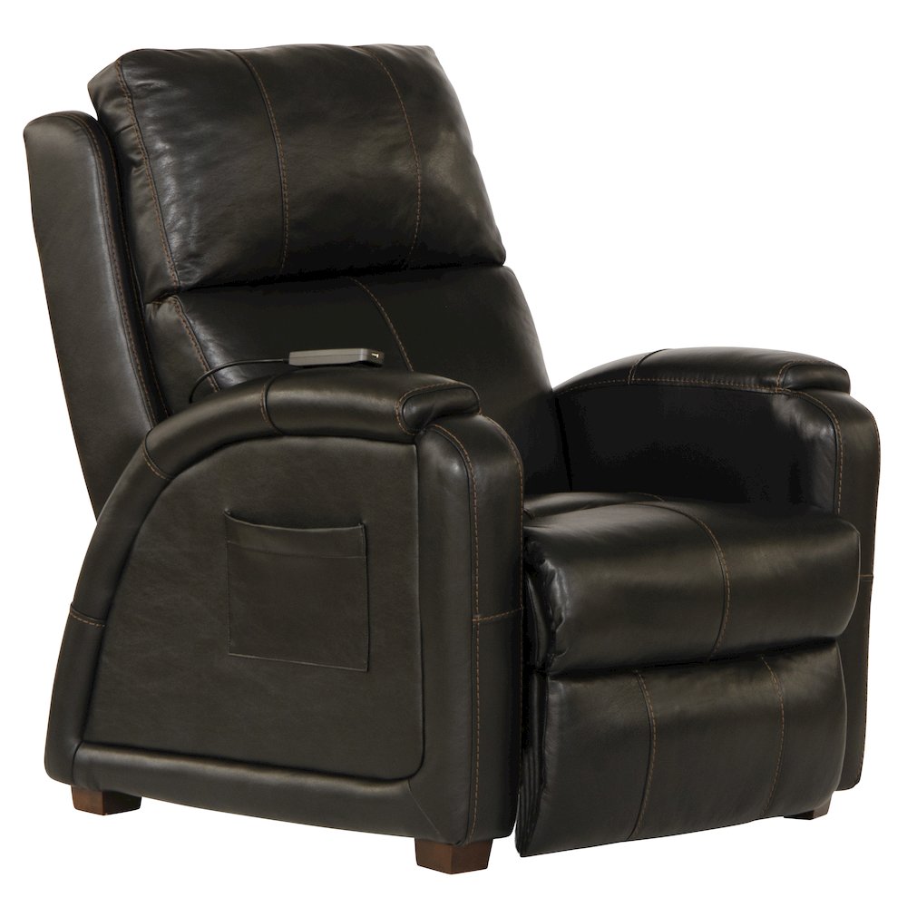 Reliever Leather Power Lay Flat Recliner with Power Adjustable Headrest. Picture 1
