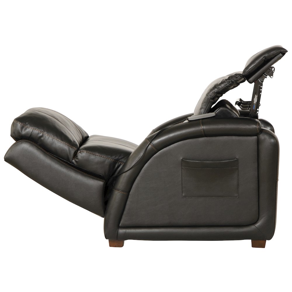 Reliever Leather Power Lay Flat Recliner with Power Adjustable Headrest. Picture 9
