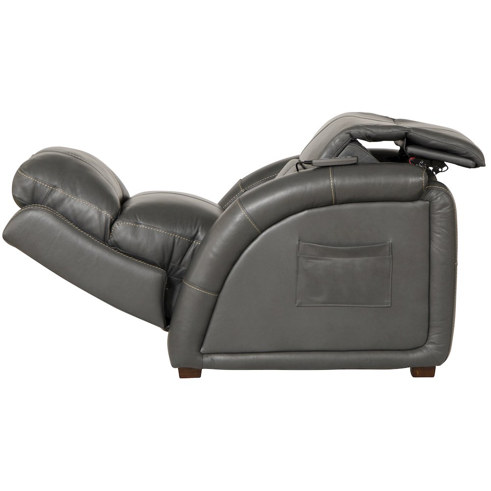 Reliever Leather Power Recliner with Power Adjustable Headrest. Picture 10