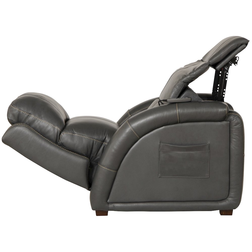 Reliever Leather Power Recliner with Power Adjustable Headrest. Picture 8