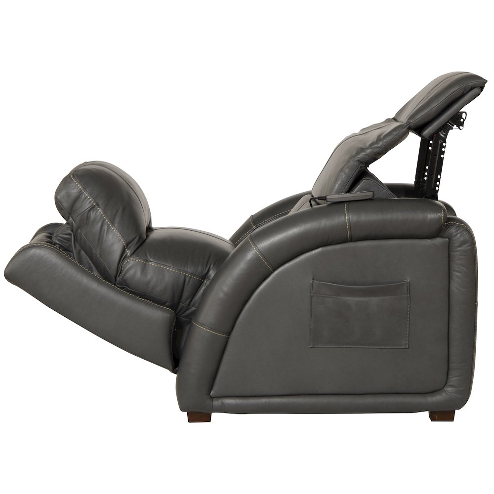 Reliever Leather Power Recliner with Power Adjustable Headrest. Picture 9