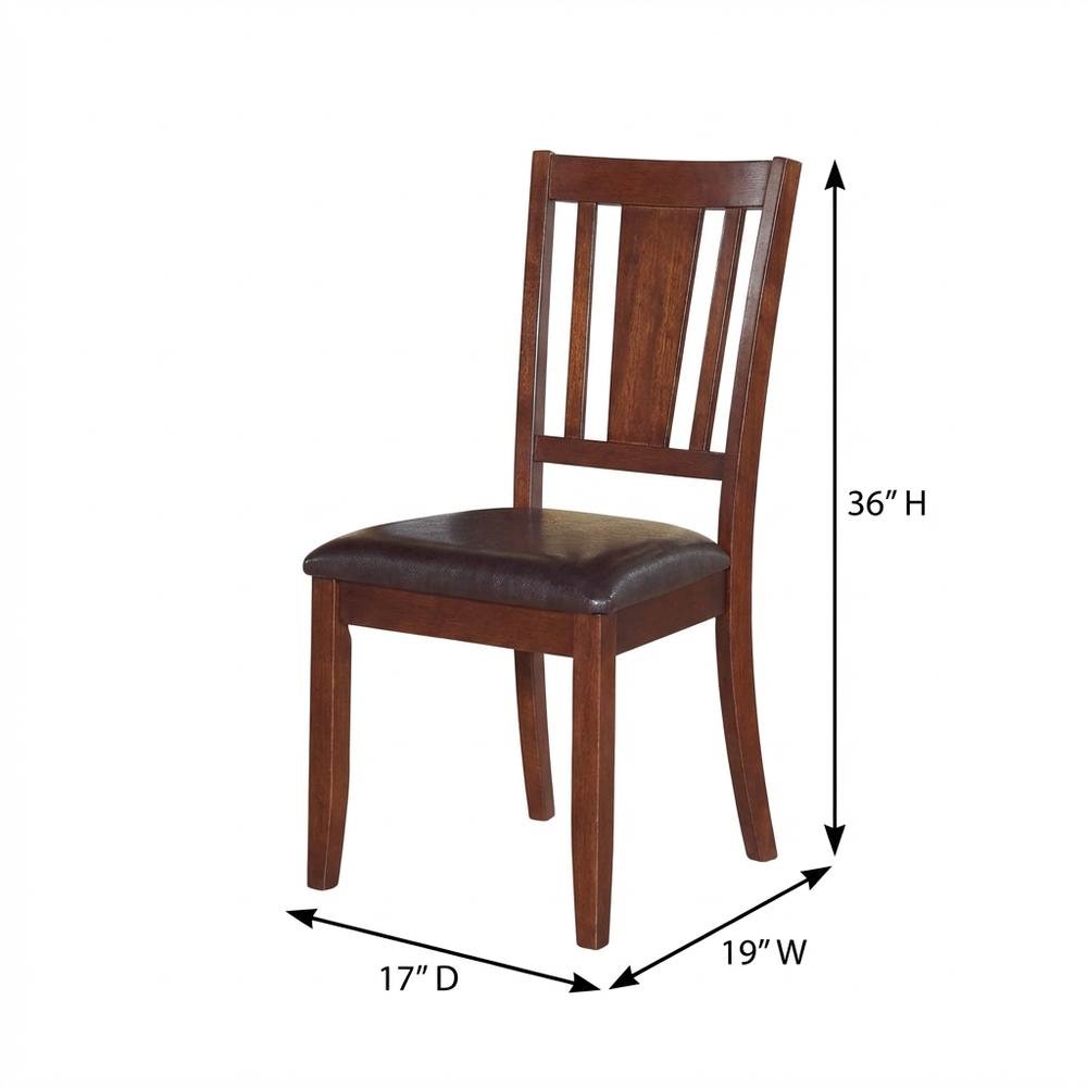 Dudley  Dining  Chair  with  Faux  Leather  upholstered  Seat  in  Mahogany  Finish,  Set  of  2. Picture 3